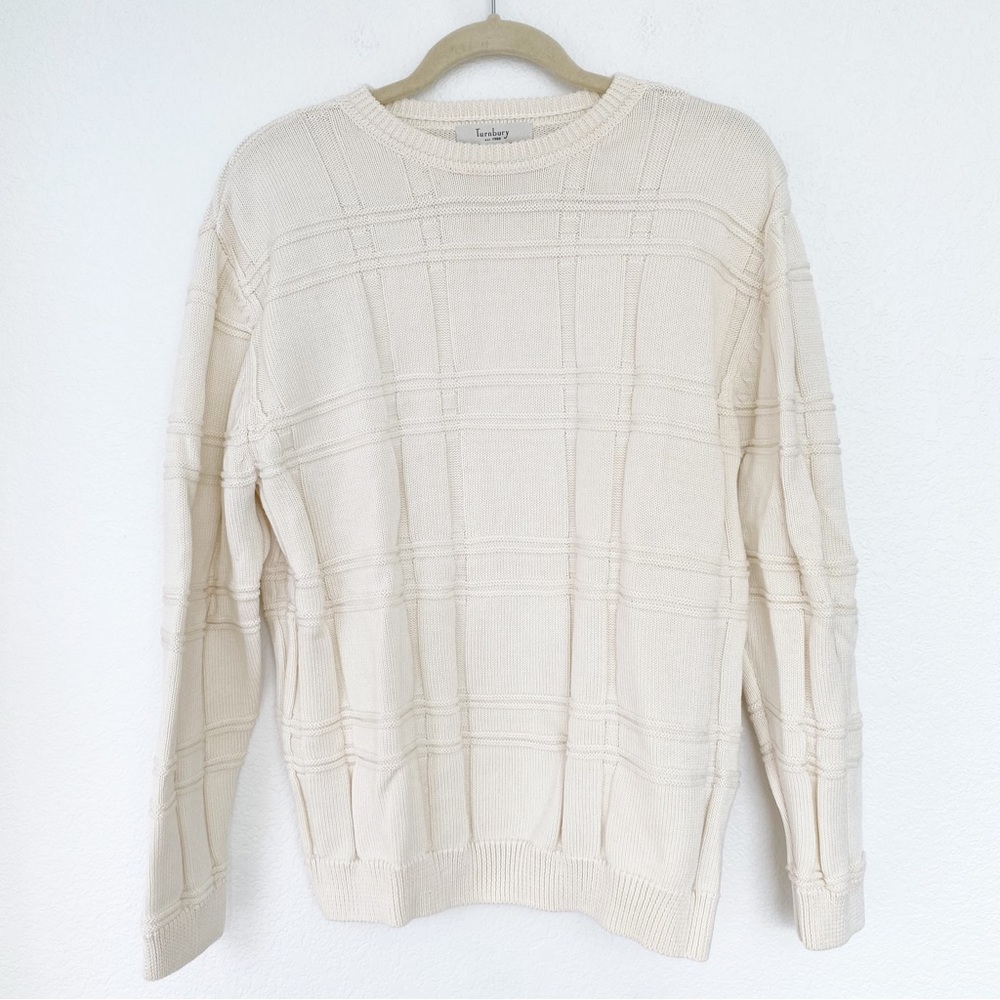 Turnbury | Cream White Cable Knit Crewneck Sweater
